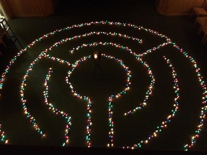 Longest Night labyrinth at Church in Bethesda, Maryland. Dec 21, 2014
